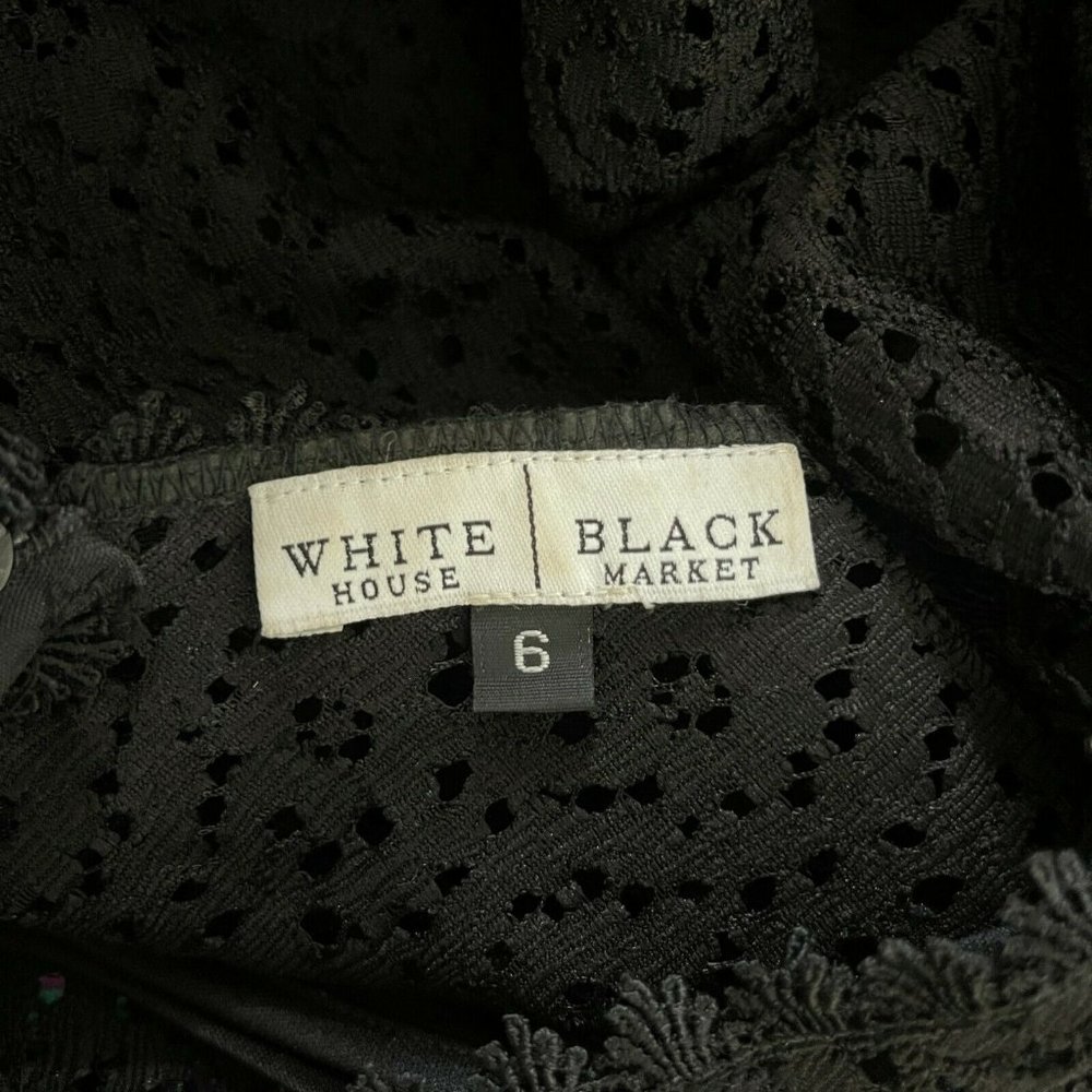 WHBM White House Black Market Lace Fit Flare Dress Black Size 6 - Picture 6 of 7
